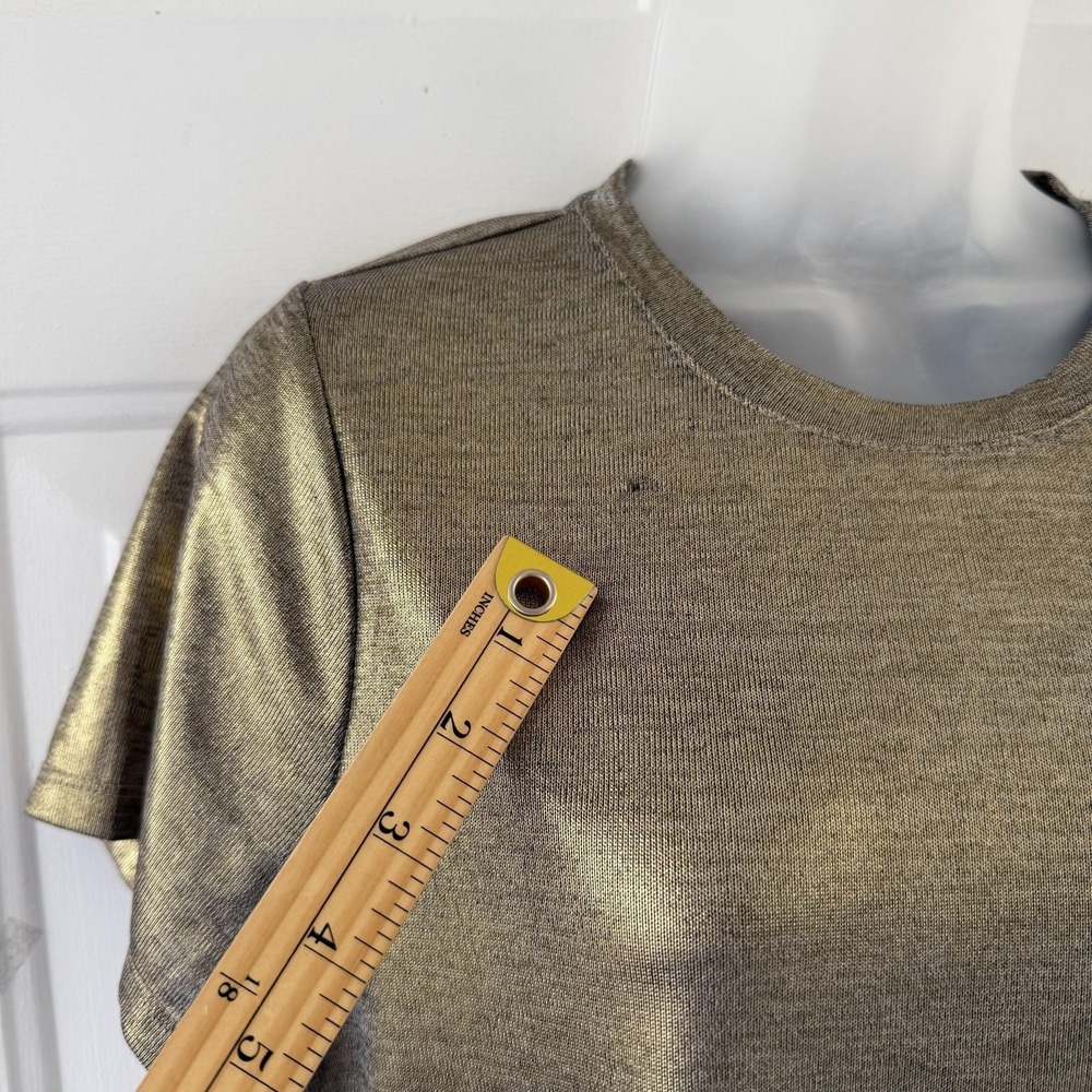 Porridge Shine Glam Tee Shirt Womens Medium Gold Metallic Anthropologie Y2K - Picture 8 of 16